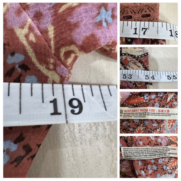 Free People Intimately FP Grasslands Kimono Robe Duster Sheer Rose Women's XS/S - Picture 15 of 15